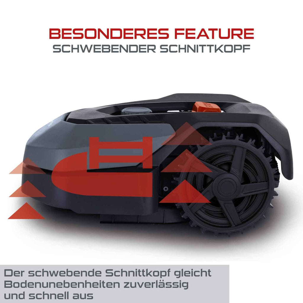 Practixx Mähroboter bis zu 600 qm² | 18cm Schnittbreite | 20-60 mm Schnitthöhe | Regensensor | Kantenmähen | Wireless | App-gesteuert | Digitale Anzeige | 35% Steigung | PX-RRM-600Wi Akku Rasenmäher