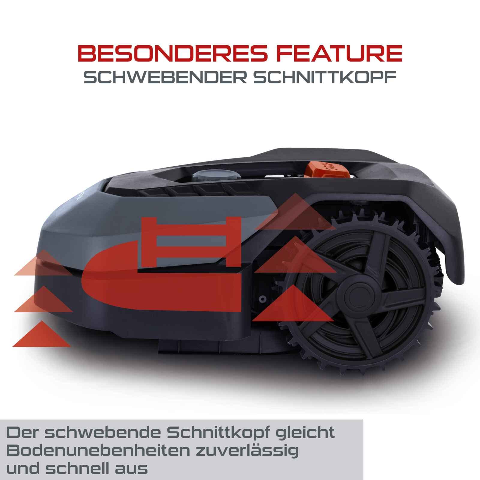 Practixx Mähroboter bis zu 600 qm² | 18cm Schnittbreite | 20-60 mm Schnitthöhe | Regensensor | Kantenmähen | Wireless | App-gesteuert | Digitale Anzeige | 35% Steigung | PX-RRM-600Wi Akku Rasenmäher