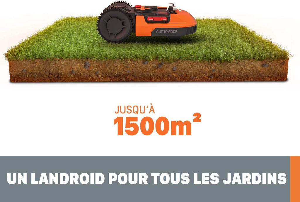 WORX Landroid L WR153E Mähroboter/Akkurasenmäher für große Gärten bis 1500 qm/Selbstfahrender Rasenmäher für einen sauberen Rasenschnitt im Handumdrehen