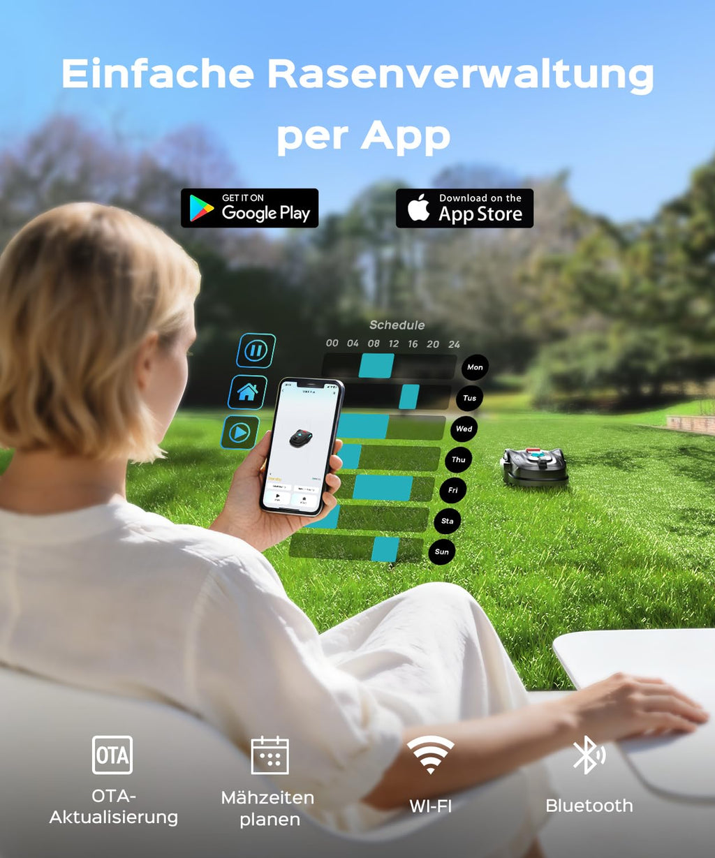 YARDCARE M800Plus Mähroboter ohne Begrenzungskabel,Max. 800 m²,GPS Positionierung+KI Vision,U-förmige Bahnen,Rasenmäher Roboter ohne Kabel mit App,automatische Aufladung, 150 Hinderniserkennungen