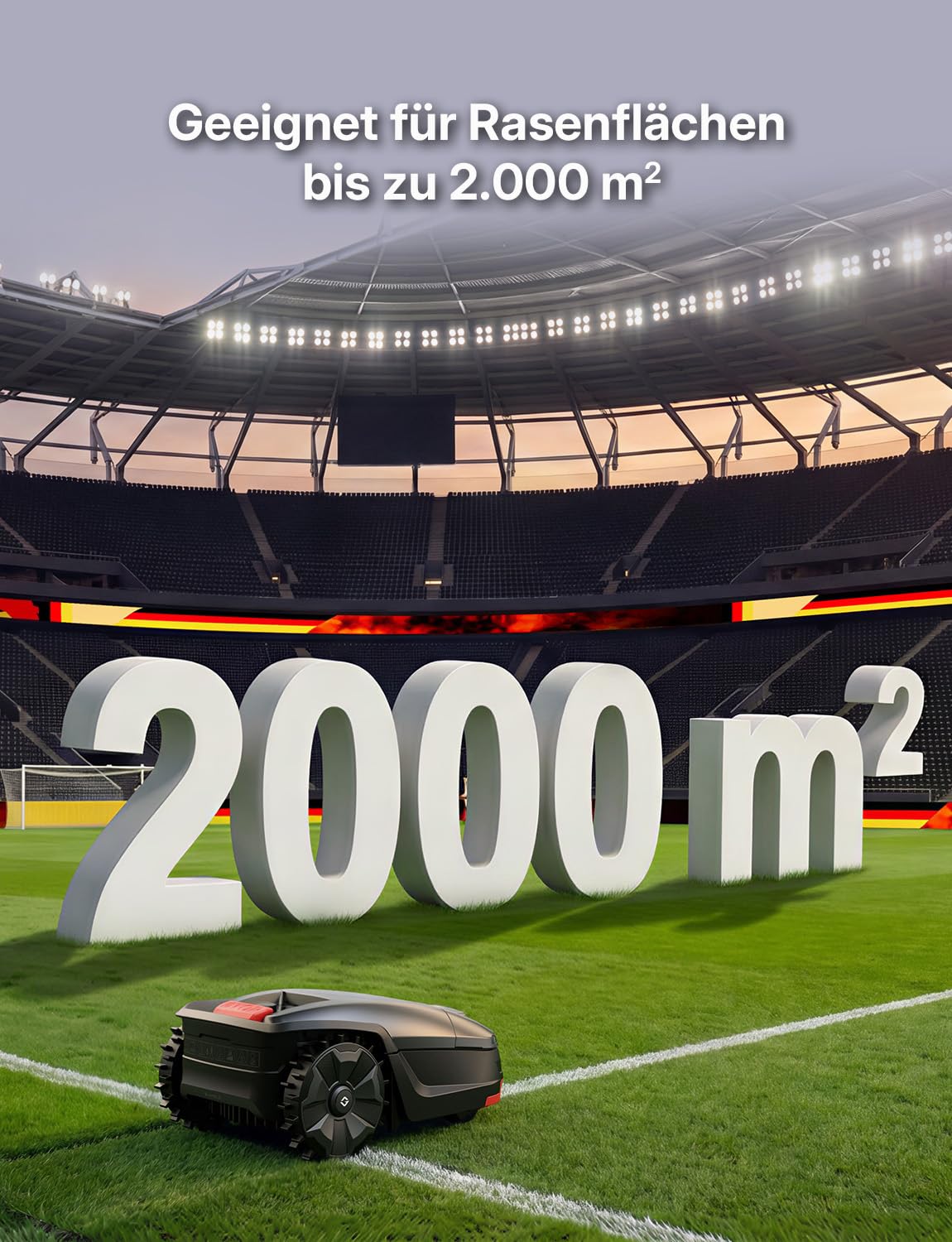 Goalker H1 Mähroboter ohne Begrenzungskabel – 5 IN 1: RTK+VSLAM Navigation, Dual LiDAR & KI-Kamera, 2000 m² Fläche, App-Steuerung, Hindernisvermeidung, präziser Kantenschnitt, 45% Steigung