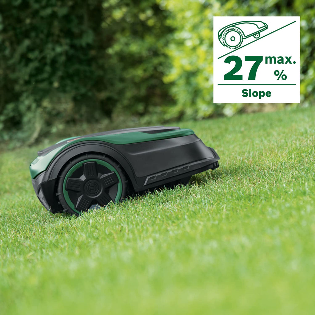 Bosch Rasenmäher Roboter Indego S+ 500 (mit 18V Akku und App-Funktion, Ladestation enthalten, Schnittbreite 19 cm, für Rasenflächen bis 500 m², im Karton)