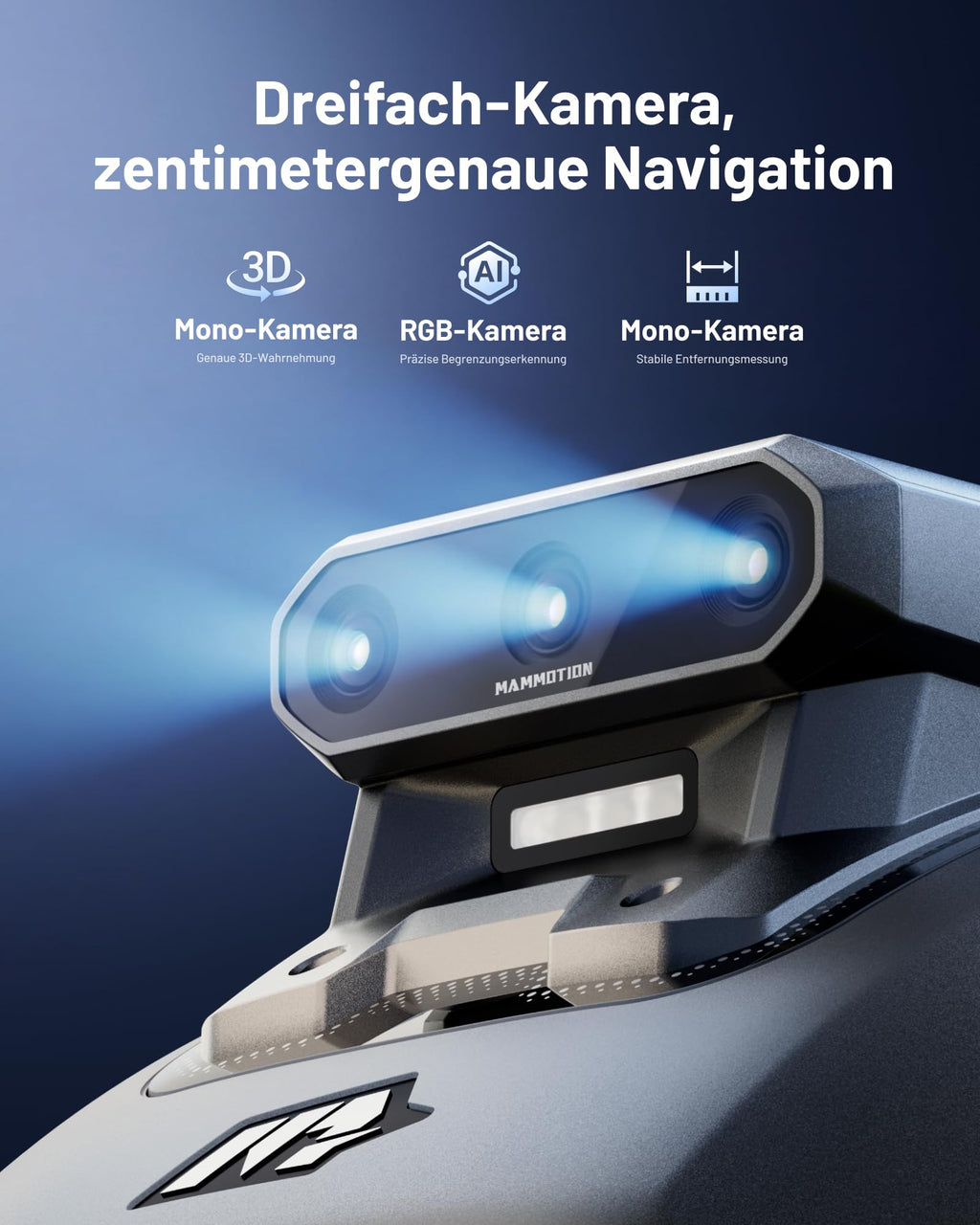 MAMMOTION YUKA mini 2 500 Mähroboter ohne Begrenzungskabel, Garten bis 500m², Kein RTK, Kein Signalabbruch, KI TrueVision-Navigation, Auto-Mehrzonen-Kartierung, DropMow, 45% Steigung, 4,5Ah-Akku