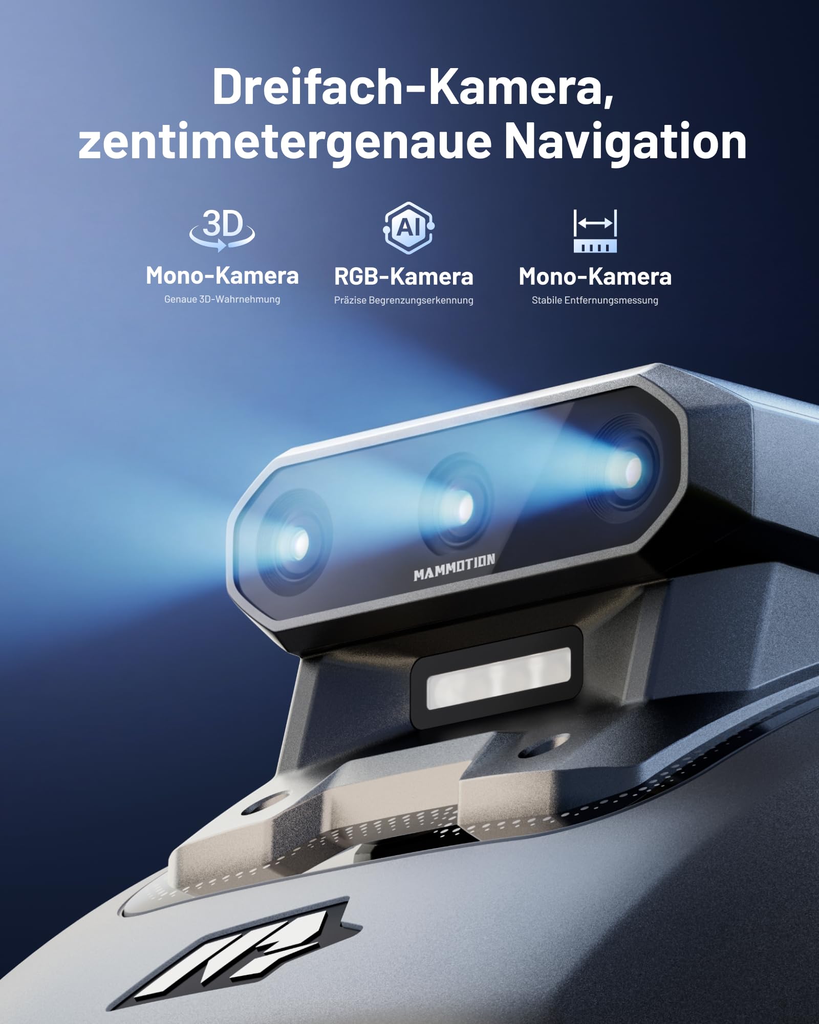 MAMMOTION YUKA mini 2 500 Mähroboter ohne Begrenzungskabel, Garten bis 500m², Kein RTK, Kein Signalabbruch, KI TrueVision-Navigation, Auto-Mehrzonen-Kartierung, DropMow, 45% Steigung, 4,5Ah-Akku