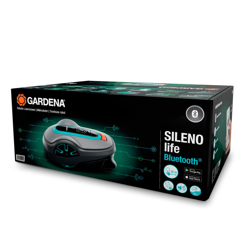 Gardena SILENO life: Mähroboter für Rasenflächen bis 1000 m², Bluetooth-App bedienbar, Easy-Passage-Funktion, mit 57 db(A) sehr leise, Steigungen bis zu 35 Prozent, mäht bei jedem Wetter (15102-20)