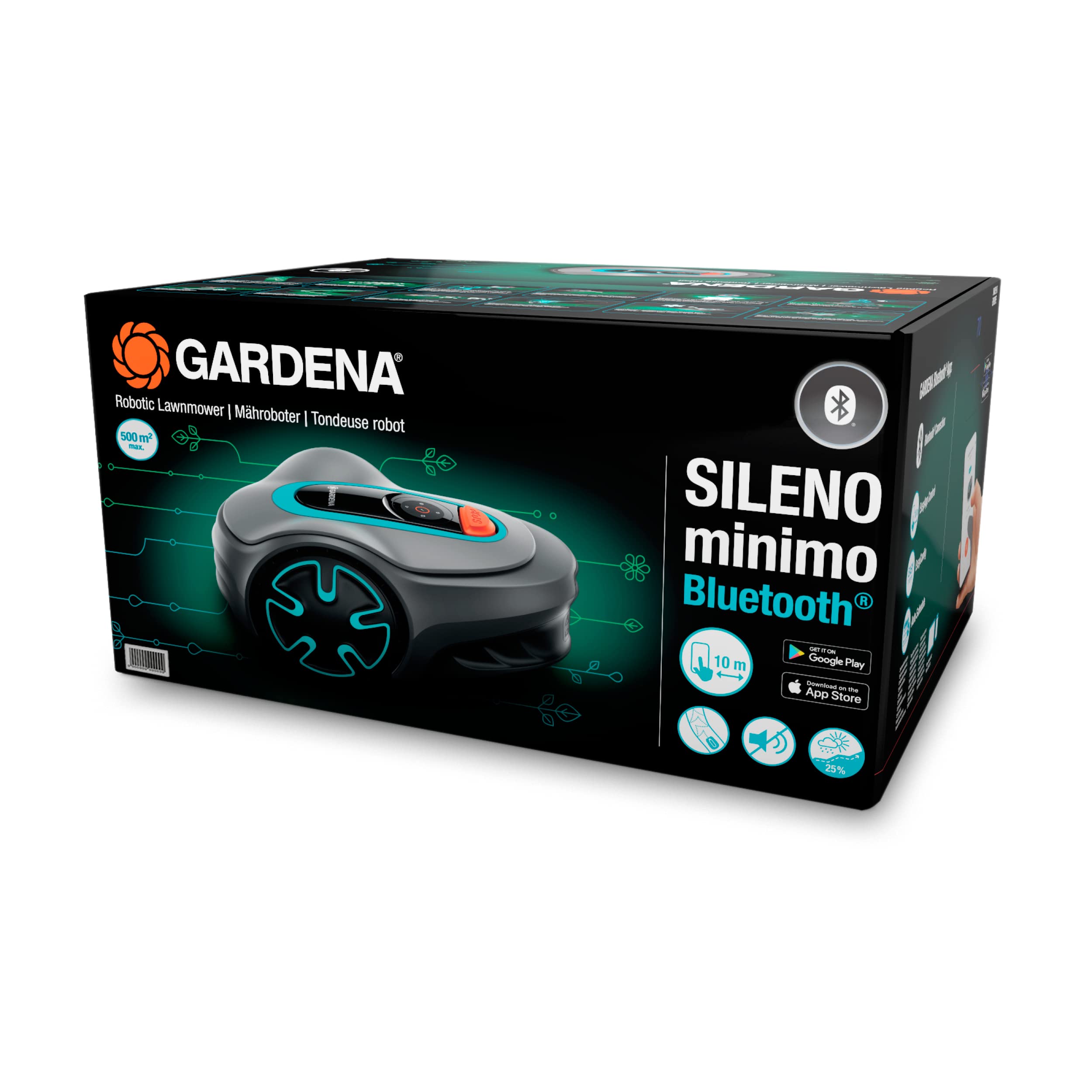 Gardena Mähroboter SILENO minimo 350 m² exklusiv für Amazon: intelligenter Rasenmäher mit optimaler Konnektivität, mit Gardena Bluetooth App programmierbar (15208-47)