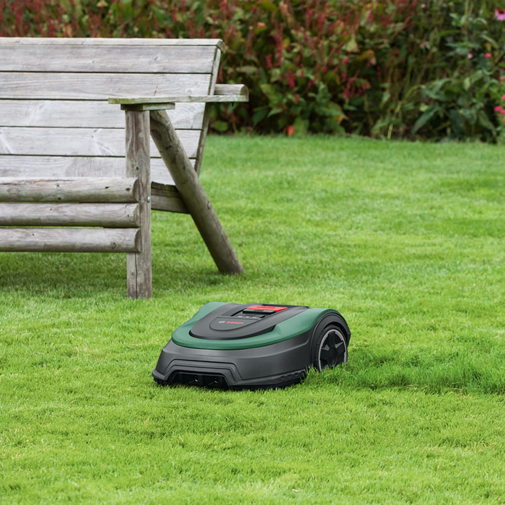 Bosch Rasenmäher Roboter Indego S+ 500 (mit 18V Akku und App-Funktion, Ladestation enthalten, Schnittbreite 19 cm, für Rasenflächen bis 500 m², im Karton)