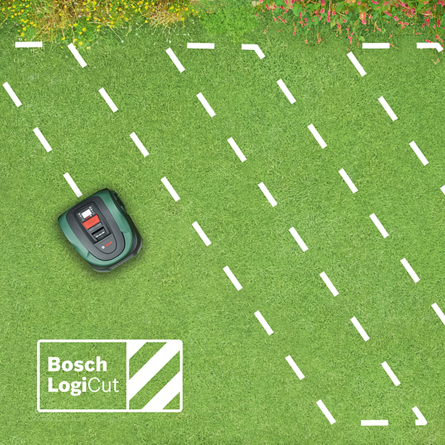 Bosch Rasenmäher Roboter Indego S+ 500 (mit 18V Akku und App-Funktion, Ladestation enthalten, Schnittbreite 19 cm, für Rasenflächen bis 500 m², im Karton)