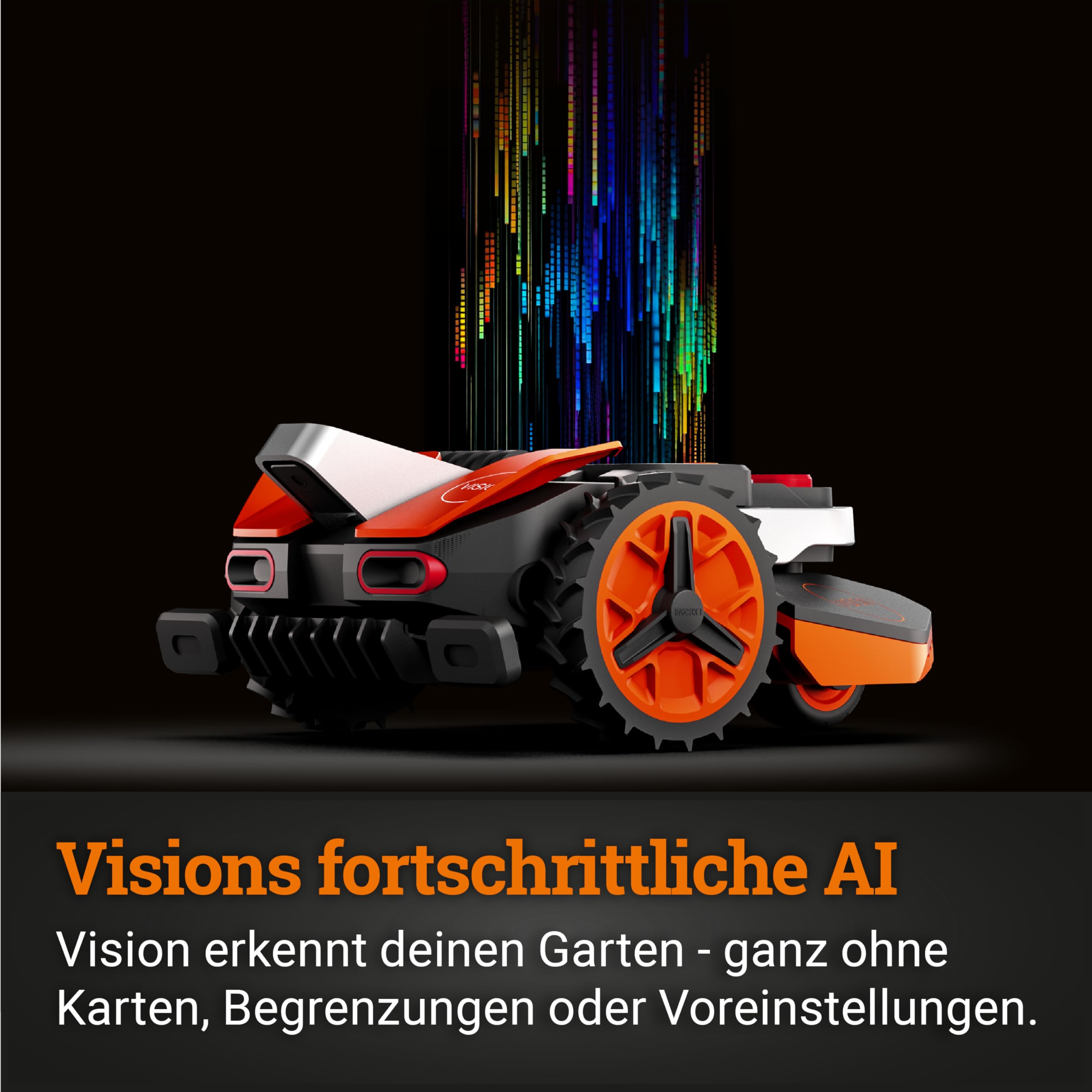 WORX Landroid Vision S250 WR202E - Mähroboter ohne Begrenzungskabel für Gärten bis 250m², AI Rasenmäher Roboter (WLAN & Bluetooth, aktive Hindernisvermeidung mit KI-Technologie, Igelschutz)