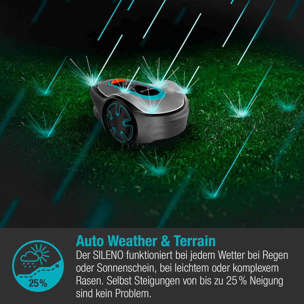 Gardena Mähroboter SILENO minimo 350 m² exklusiv für Amazon: intelligenter Rasenmäher mit optimaler Konnektivität, mit Gardena Bluetooth App programmierbar (15208-47)