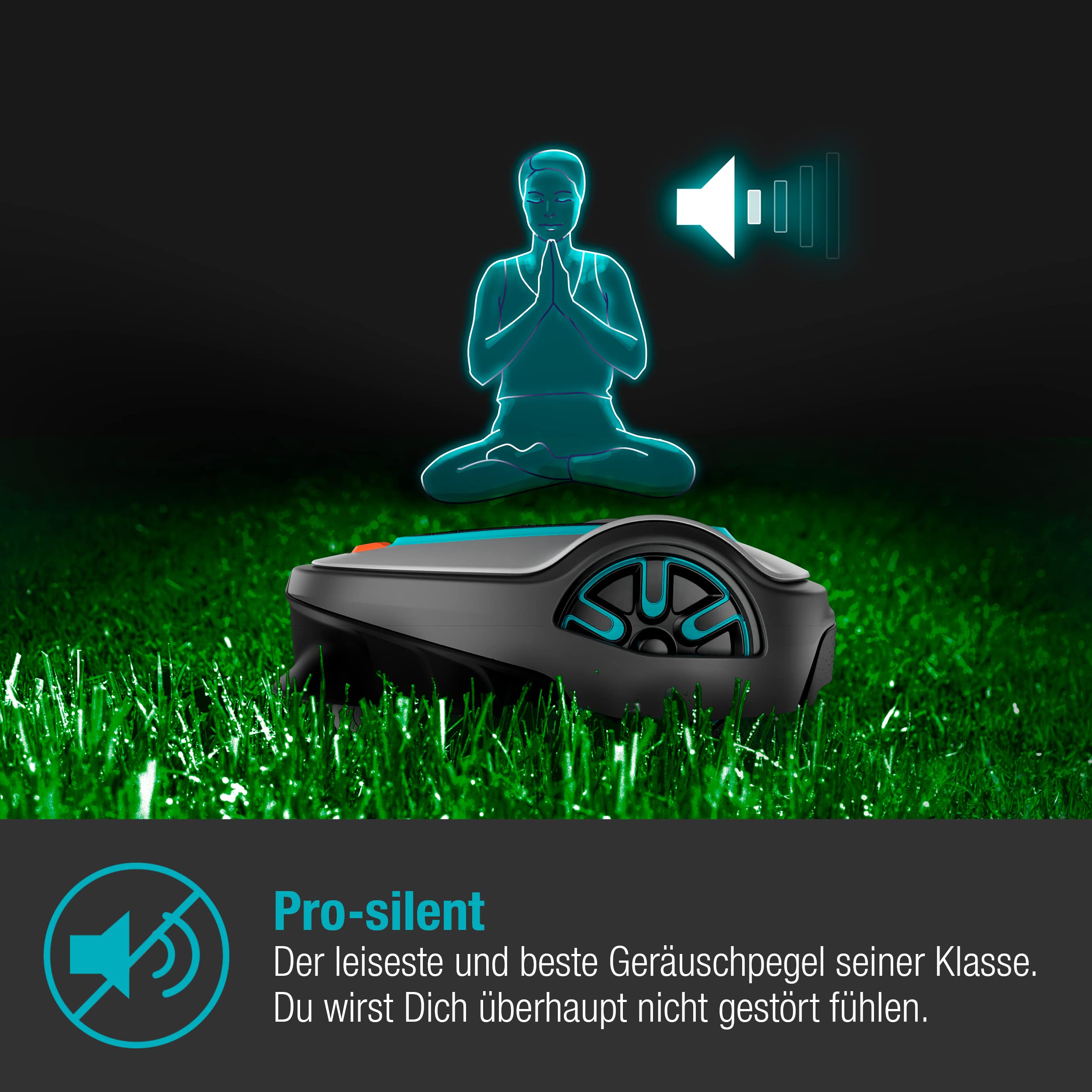 Gardena SILENO life: Mähroboter für Rasenflächen bis 1000 m², Bluetooth-App bedienbar, Easy-Passage-Funktion, mit 57 db(A) sehr leise, Steigungen bis zu 35 Prozent, mäht bei jedem Wetter (15102-20)