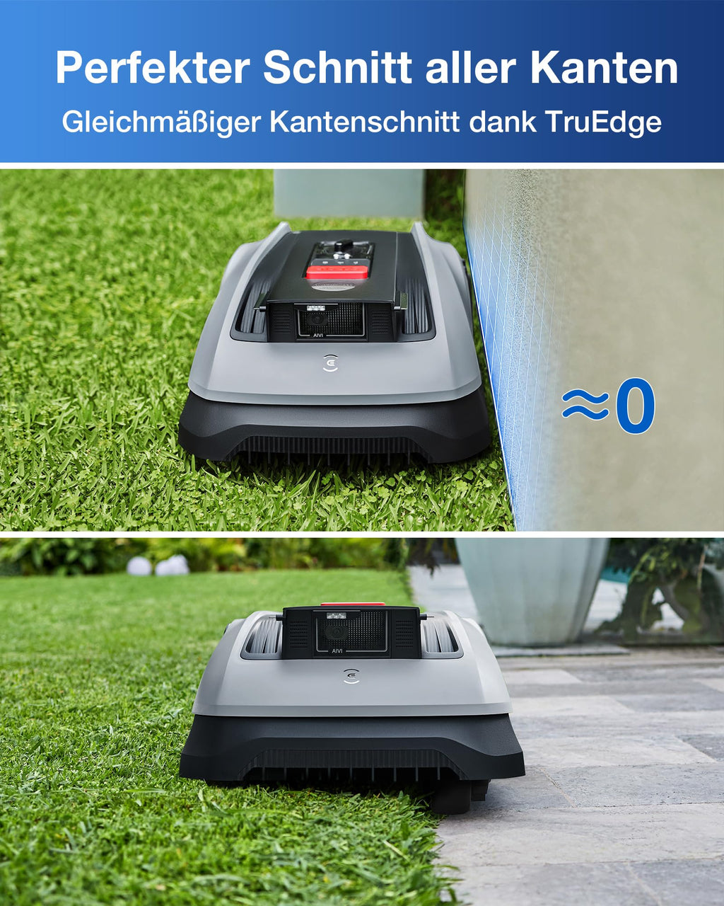 ECOVACS Goat O600 RTK Care Kit Mähroboter Ohne Begrenzungskabel, 600 m², RTK+Vision-Navigation, Rasenmähroboter, KI-Hindernisvermeidung, App Steuerung, Passiert 0,7 M Schmale Stellen