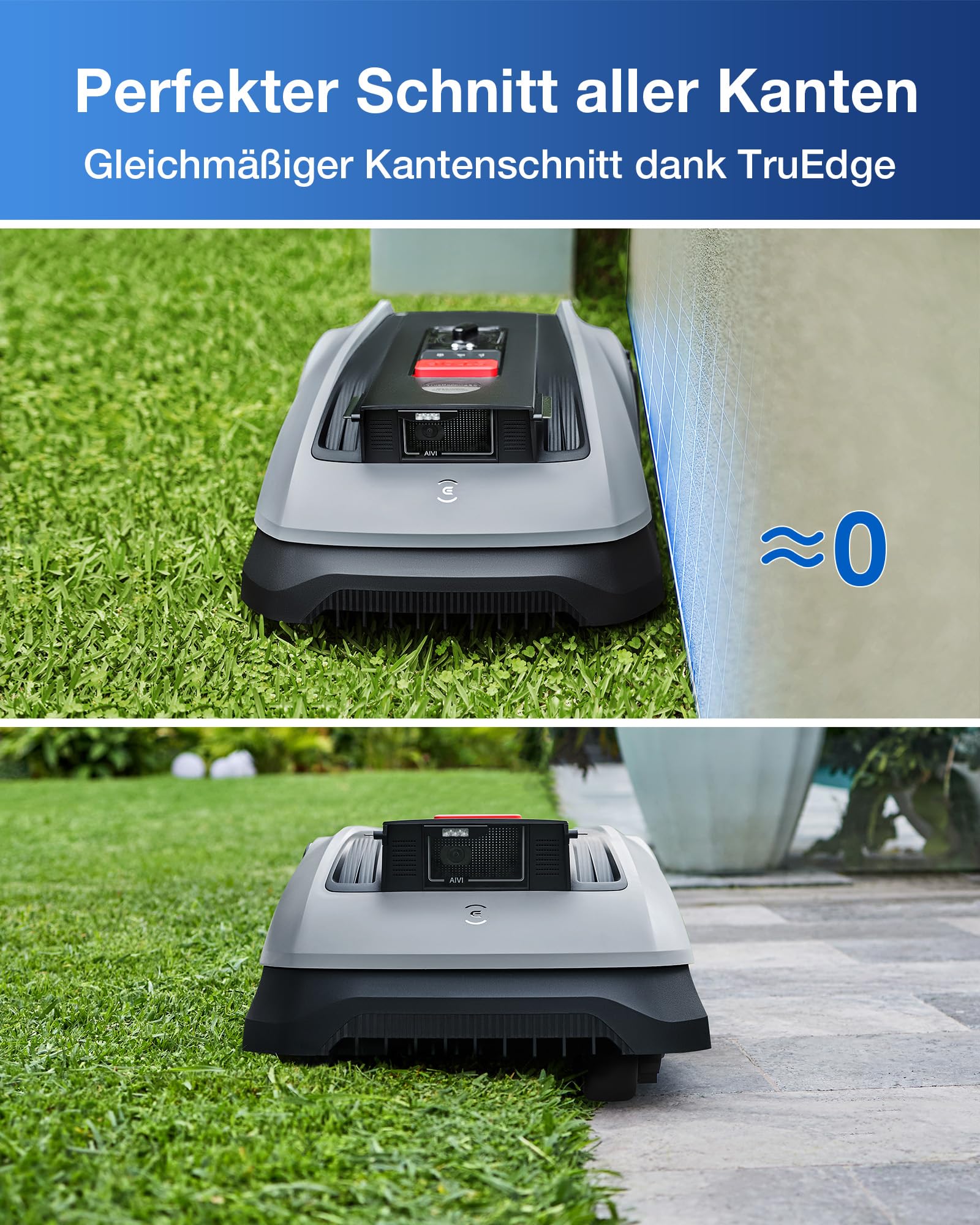 ECOVACS Goat O600 RTK Care Kit Mähroboter Ohne Begrenzungskabel, 600 m², RTK+Vision-Navigation, Rasenmähroboter, KI-Hindernisvermeidung, App Steuerung, Passiert 0,7 M Schmale Stellen
