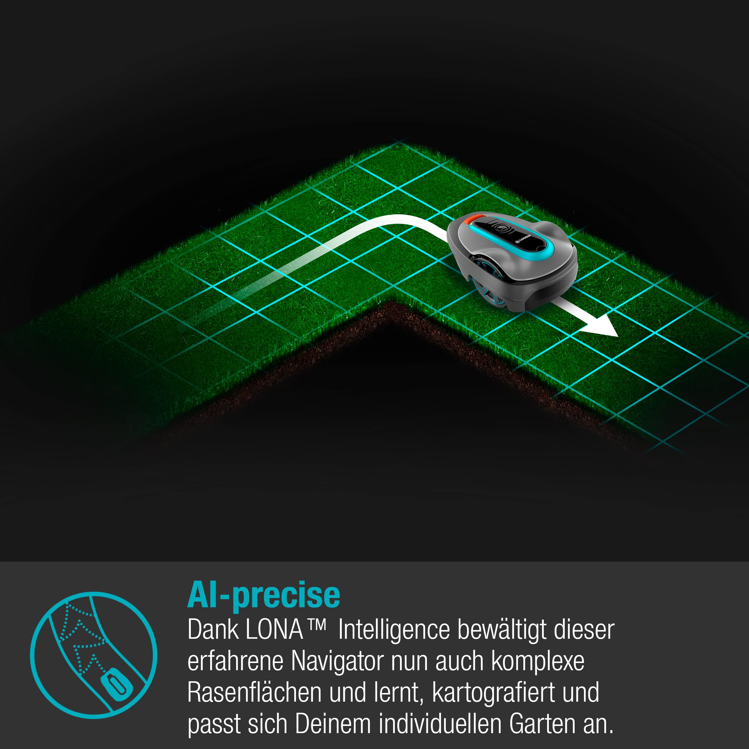 Gardena Mähroboter smart SILENO City 600 m² Set: Innovative LONA AI-Technologie, Steuerung per App, SensorControl, für Steigungen bis zu 35 Prozent, inkl. smart Gateway, DE-Version (19603-60)