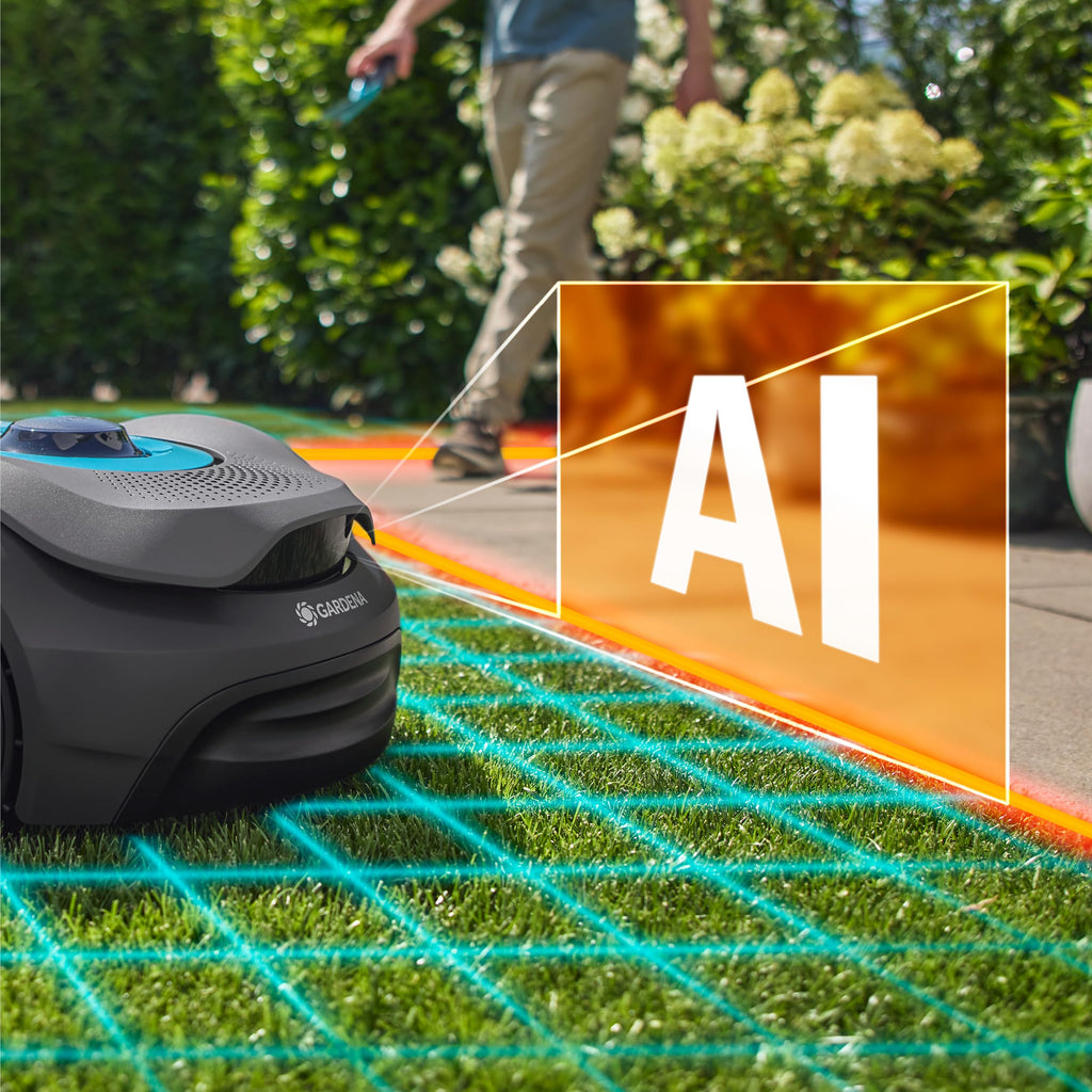 Gardena smart SILENO Sense 400 m² Mähroboter: Technologie ohne Begrenzungskabel, Mähen mit KI, Eingebaute Kamera (19941-20)