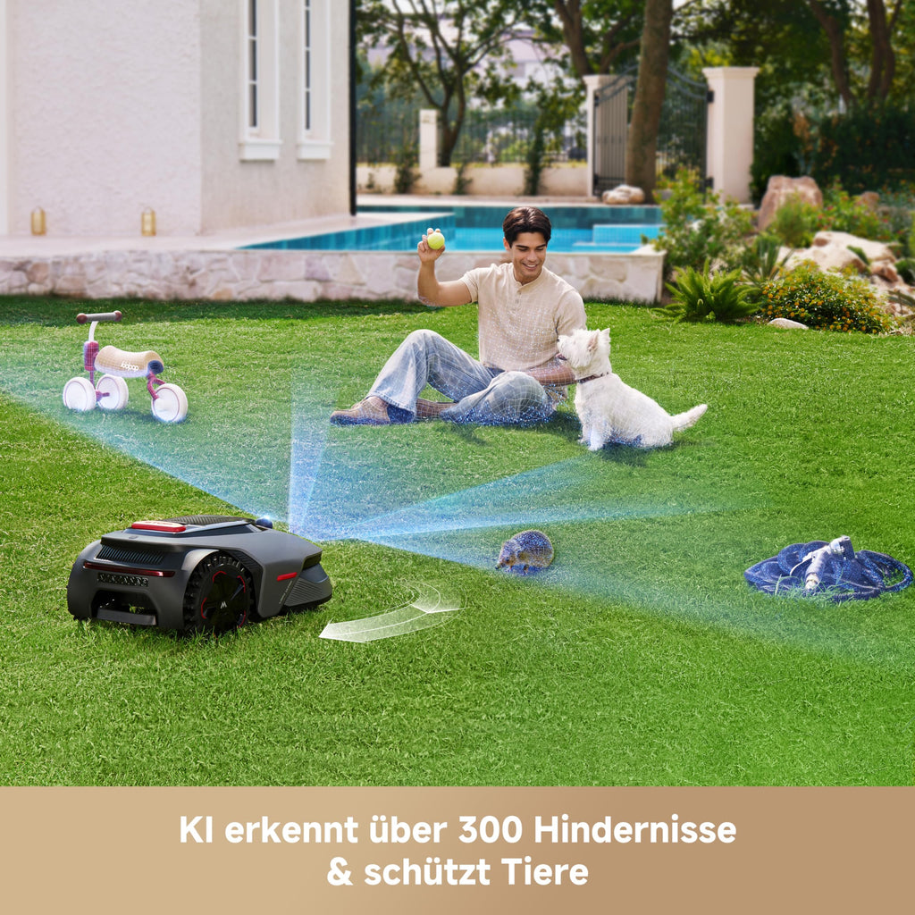 MOVA LiDAX Ultra 800 Mähroboter ohne Begrenzungskabel, Empf. 800 m², ohne RTK & automatische Kartenerstellung per 3D-LiDAR mit 360° & AI Vision, 5 cm Kantenschnitt, effiziente Wegeplanung in U-Form