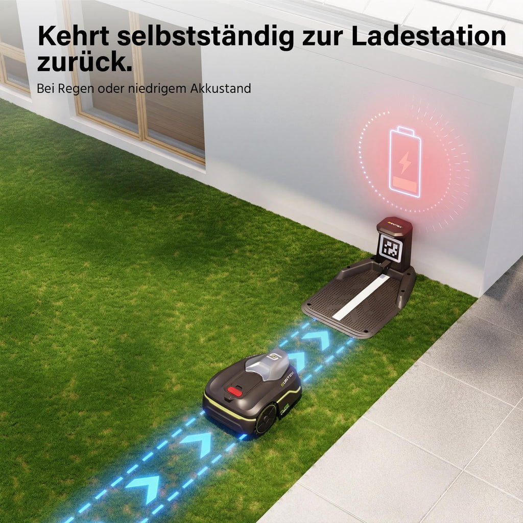 SUNTEK SRM2050 Mähroboter ohne Begrenzungskabel, KI Pure Vision Rasenmäher Roboter für 500 m² mit automatischer Kartierung, 35% Steigung, Wasserdichtigkeit IPX5, Automatische Kartierung, APP-Steuerung