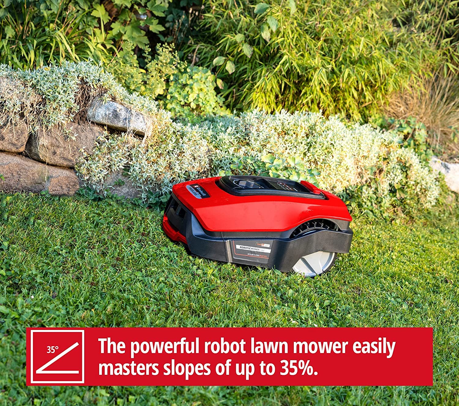 Einhell Mähroboter FREELEXO 1200 LCD BT (für bis zu 1200 m², Multizonen-Mäher, Bluetooth App-Steuerung, für Steigungen bis 35%, inkl. PXC-Akku und Installationszubehör)