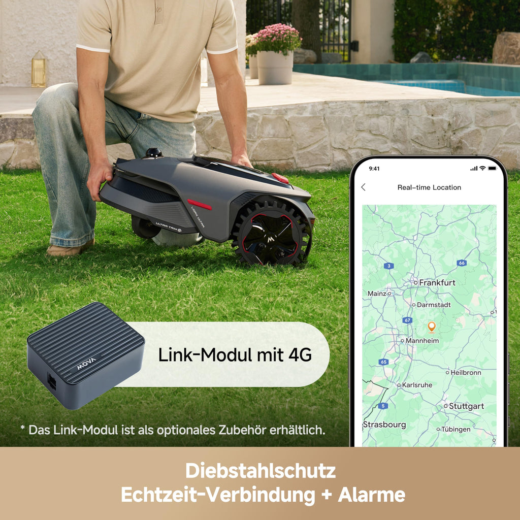 MOVA LiDAX Ultra 800 Mähroboter ohne Begrenzungskabel, Empf. 800 m², ohne RTK & automatische Kartenerstellung per 3D-LiDAR mit 360° & AI Vision, 5 cm Kantenschnitt, effiziente Wegeplanung in U-Form