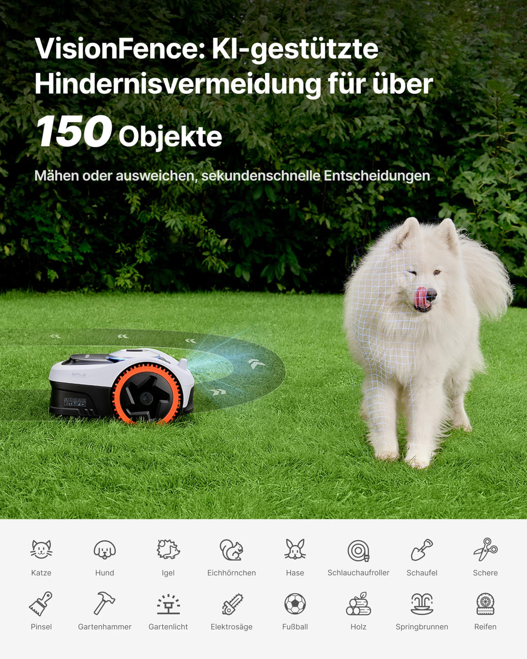 Segway Navimow i205 AWD (Neuer i105E) Mähroboter ohne Begrenzungskabel, Empf. 500 m², Allradantrieb für Steigungen bis zu 45%, EFLS NRTK + Vision, Automatisches Kartieren, Keine RTK-Antenne