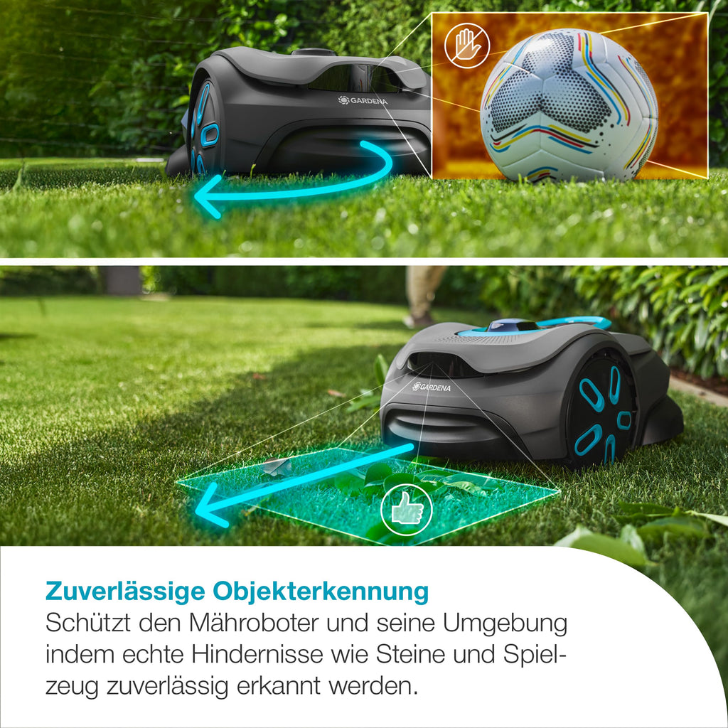 Gardena smart SILENO Sense 400 m² Mähroboter: Technologie ohne Begrenzungskabel, Mähen mit KI, Eingebaute Kamera (19941-20)