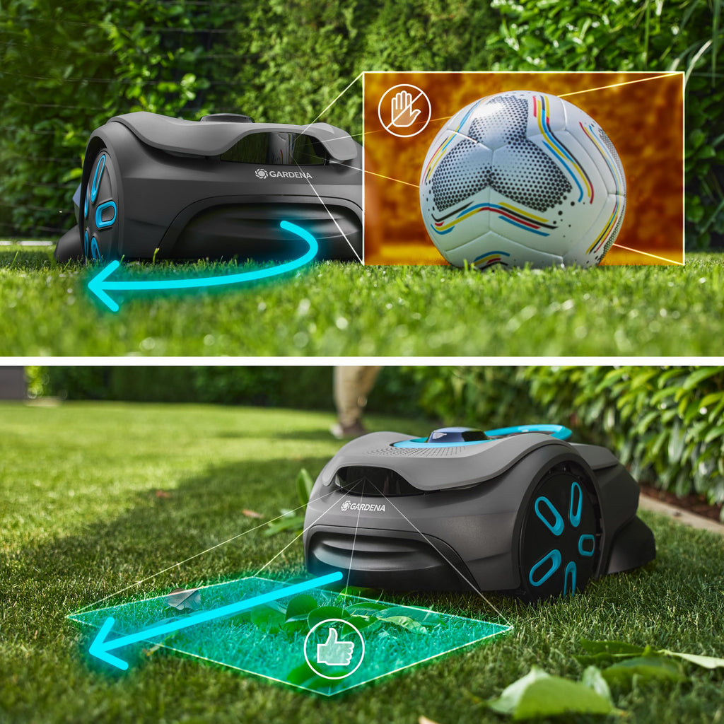 Gardena smart SILENO Sense 400 m² Mähroboter: Technologie ohne Begrenzungskabel, Mähen mit KI, Eingebaute Kamera (19941-20)